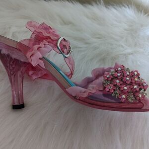 Pink clear-heeled sandals